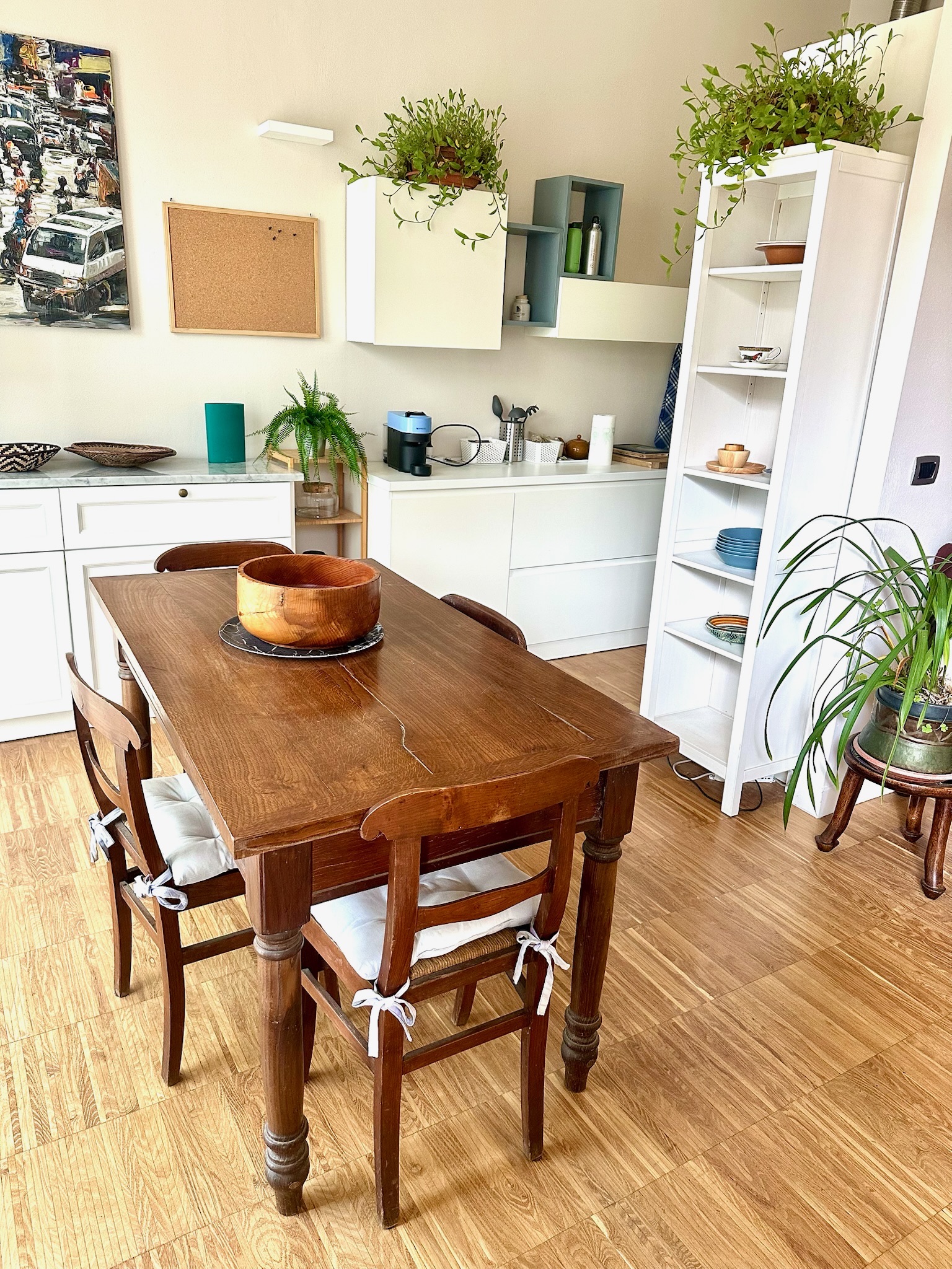 Dining area with wooden table